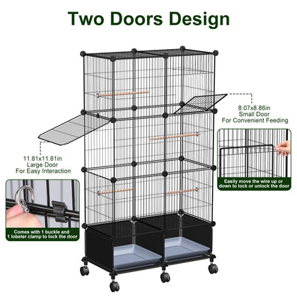 46-Inch Bird Cage with Wooden Perches and Lockable Wheels