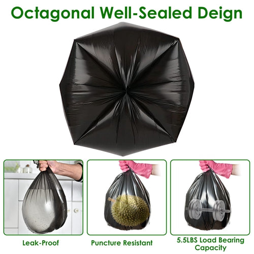 4 Rolls Black Trash Bags – 5.3 Gallon, Unscented & Leak-Resistant