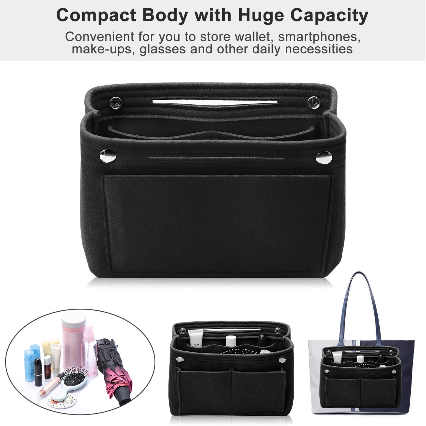 Felt Handbag Insert Organizer Purse Tote Shaper Bag in Bag Cosmetic Bag Handbag Purse Organizer