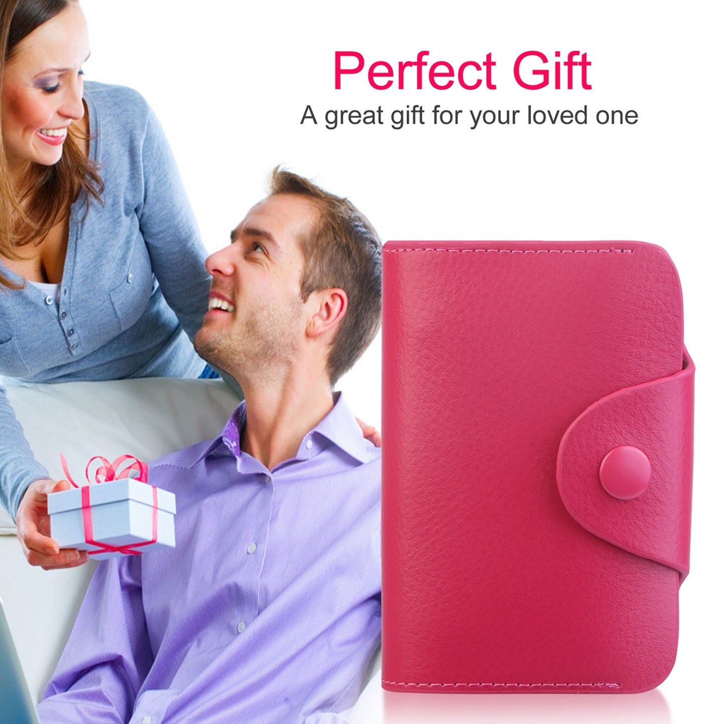 Credit Card Holder Wallet PU Leather Snap Closure Purse Accordion Case with 12 Pcs Card Slots