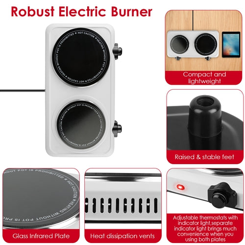 1800W Dual Burner Hot Plate – Portable Infrared Electric Cooktop