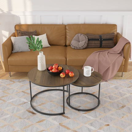 Nesting Coffee Table Set of 2 with Marble Pattern Tops