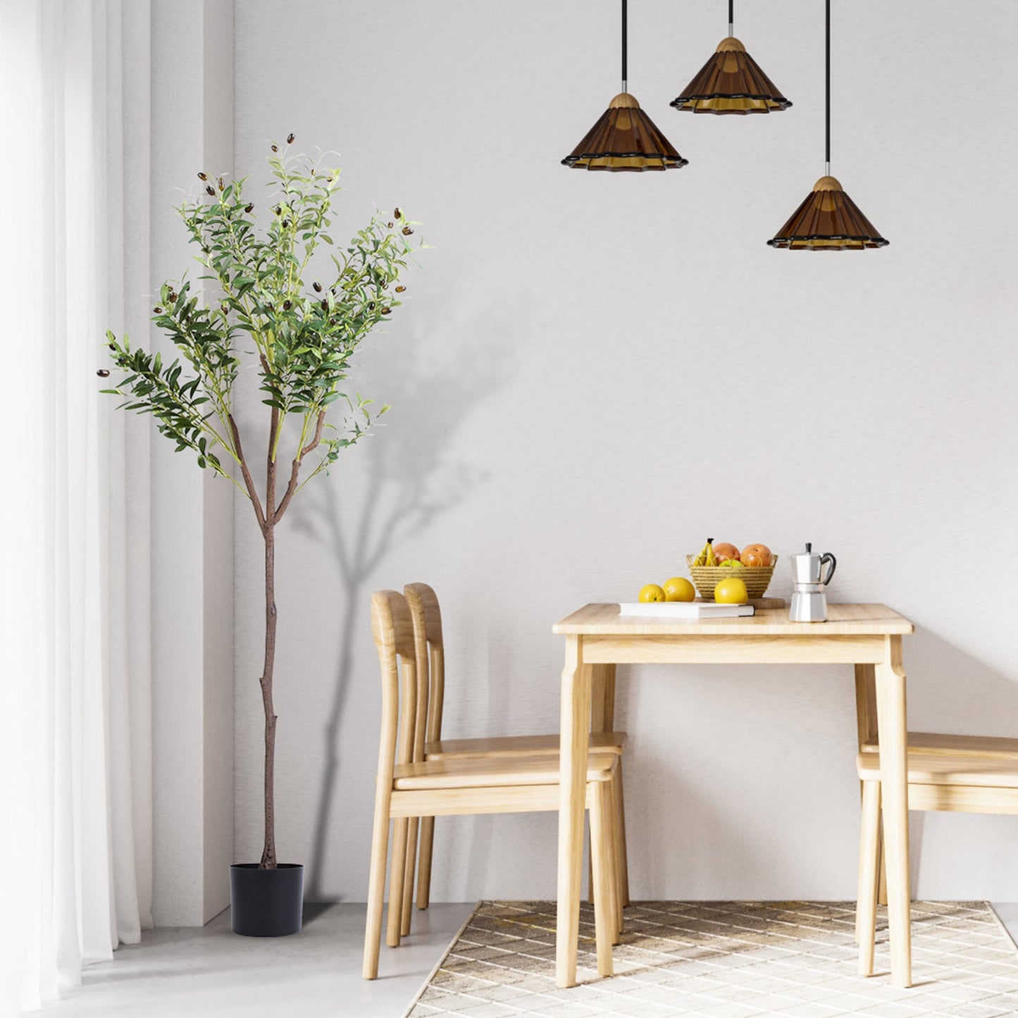5.9FT Artificial Olive Tree Tall Fake Olive Plant Faux Potted Olive Tree with Lush Olive Branches and FruitsÊwith Black Planter Pot for Modern Home Of