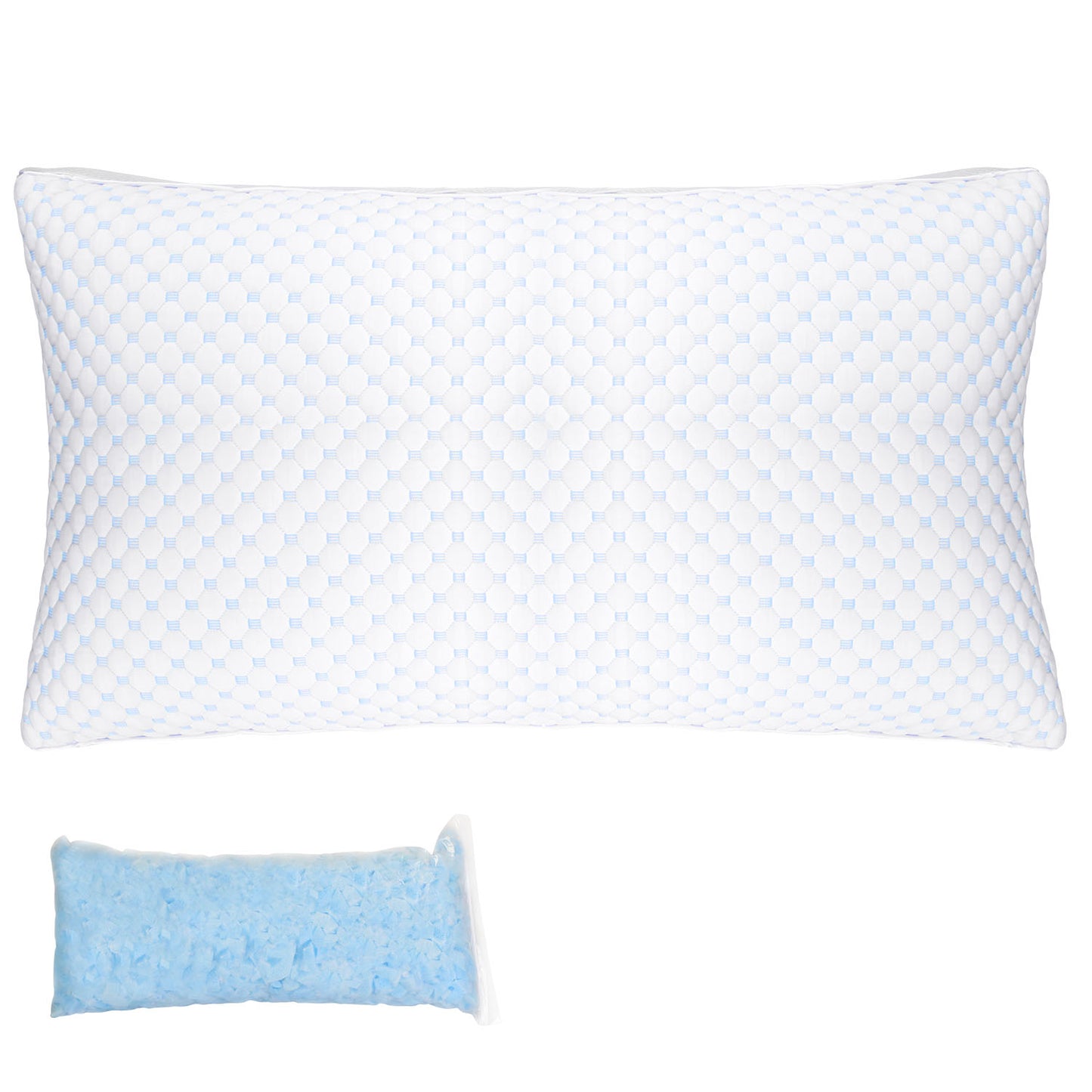 Shredded Memory Foam Pillow Adjustable Cool Pillow with Extra Filling Machine Washable Cover for Side Back Stomach Sleepers