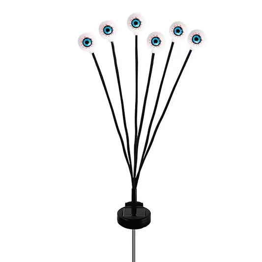 2Packs Solar Scary Eyeballs Lights Outdoor Halloween Decoration Swaying Light Halloween Path Lights Ornaments with Total 12LED IP65 Waterproof for Yar