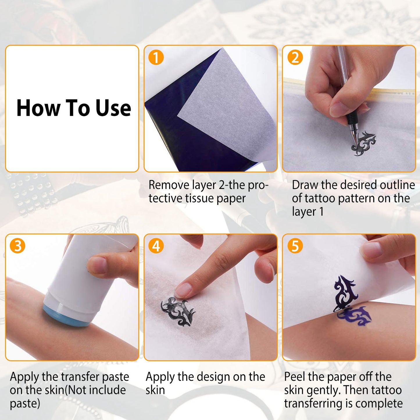 20Pcs Tattoo Transfer Paper 4 Layers Tattooing Skin Tattoo Kit A4 Size DIY Tattoo Transfer Paper Kit