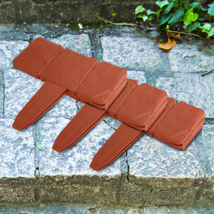 Plastic Garden Lawn Edging 20-Piece Cobblestone Effect
