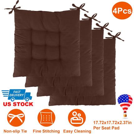 4Pcs Chair Cushion Pads Pillow 17.72x17.72x2.37in Soft Tie On Square Sitting Mats For Home Office Car Sitting Travel
