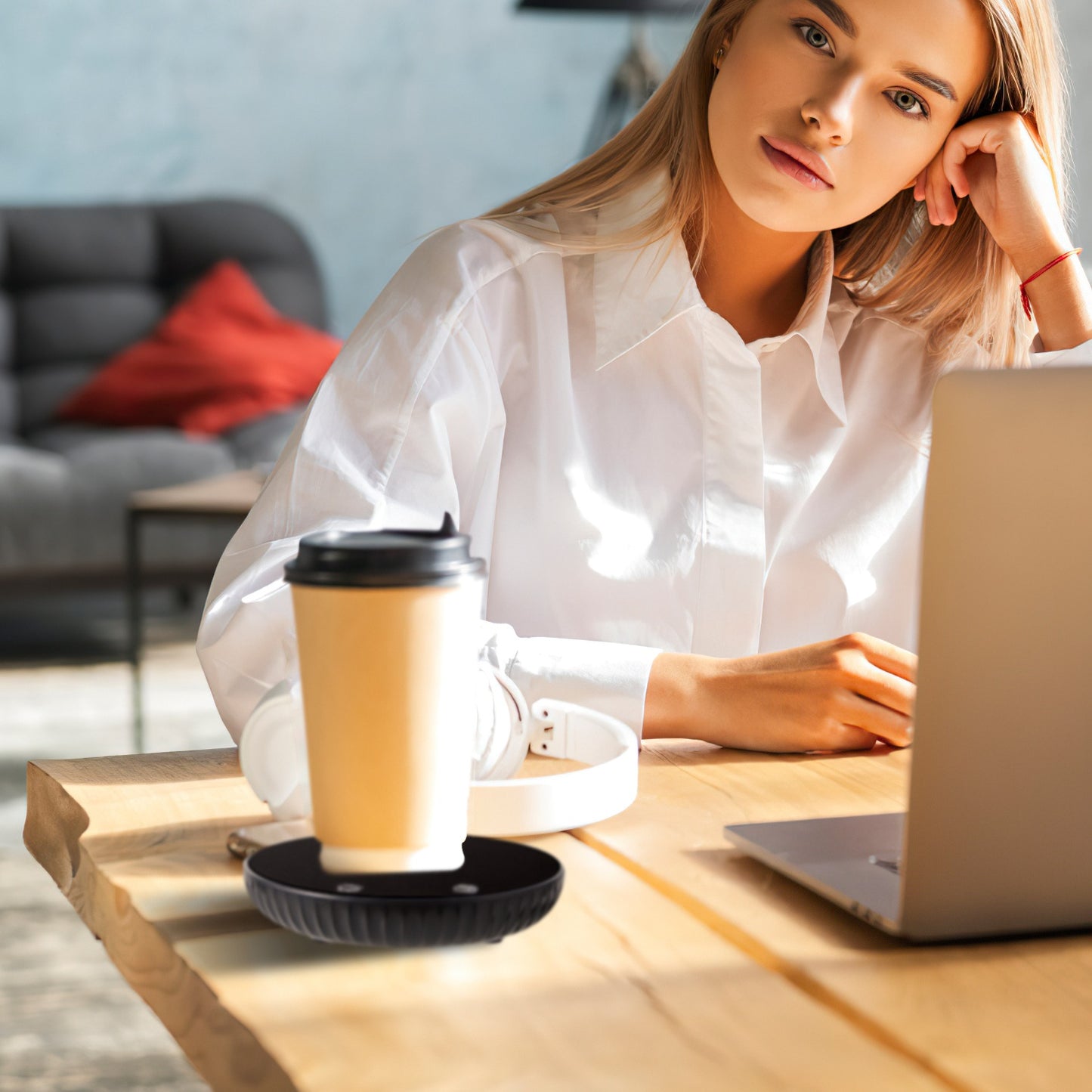 Desktop Electric Cup Warmer 8Hours Auto Off Overheating Protection Smart Timer Setting 2 Temperature Levels 104¡F to 140¡F Ceramic Heating Panel For O