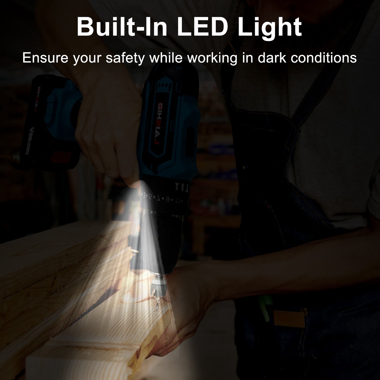 Cordless Drill Set With 2Pcs 28V Batteries and Charger 2 Variable Speeds 3/8In Keyless Chuck 265ln-lbs 25+3 Torque Positions Included 24Pcs Drill Bits