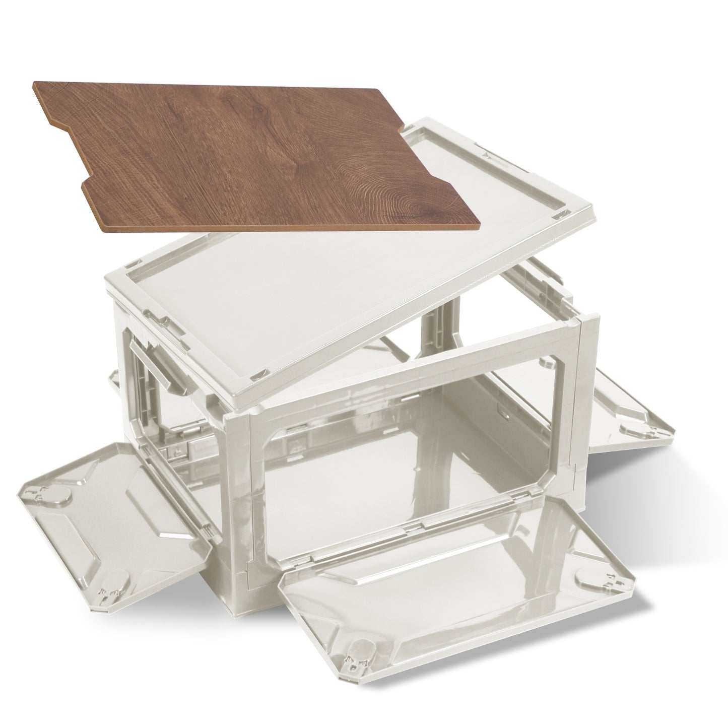 Collapsible Storage Bin – Stackable Organizer with Wheels & Lockable Doors