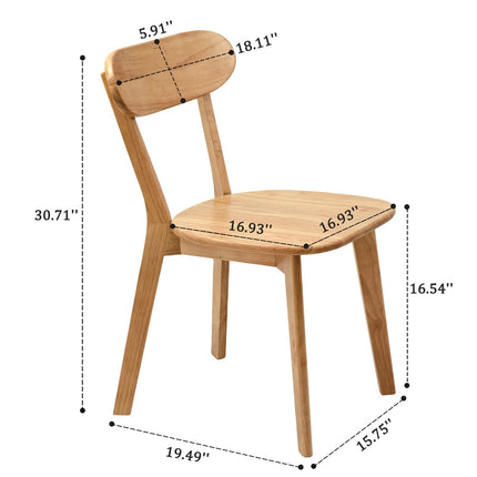 Solid Wood Dining Chair with Curved Backrest
