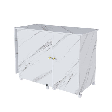 57.5" Foldable Sewing Machine Table with Storage & Casters