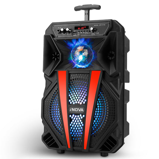 8Ó Wireless Party Speaker Subwoofer Bass Portable TWS Party Speaker w/ Microphone Support FM Radio Remote Control MMC Car Slot LED Colorful Lights