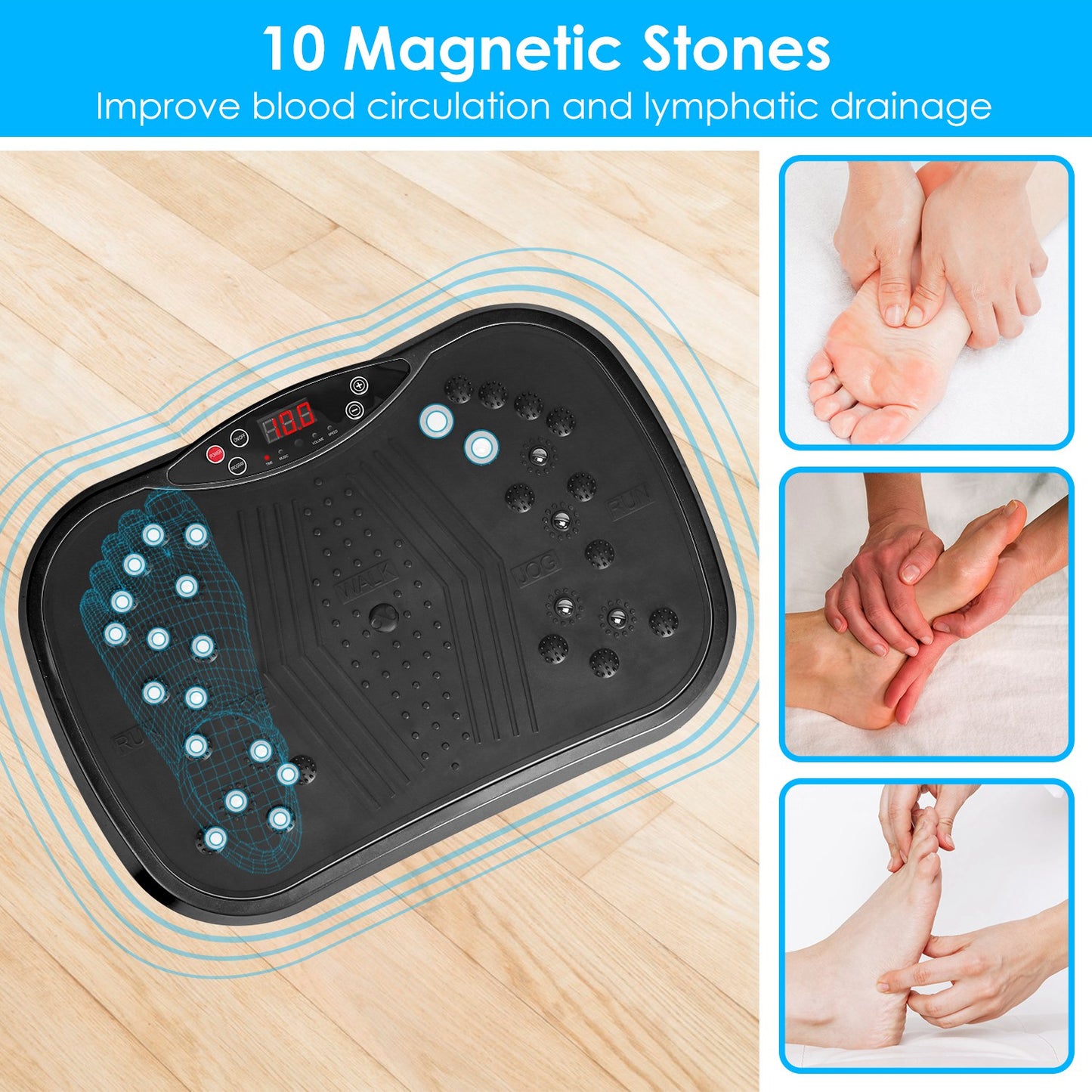 Vibration Exercise Machine Vibrating Plate Platform Whole Body Fitness Vibration Workout Equipment with 120 Speeds 1-20Mins Timer Resistant Bands Remo