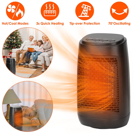 1500W Ceramic Space Heater with Oscillation & Tip-Over Protection