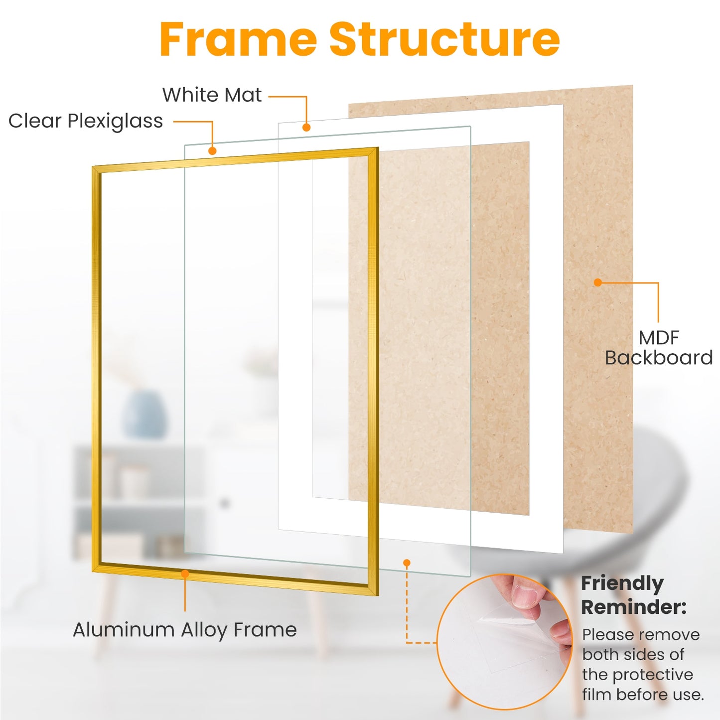 2 Packs 16x24in Picture Frames Wall Gallery Photo Frame Wall Mounted Poster Display Frame  for Horizontal Vertical Wall Mounted