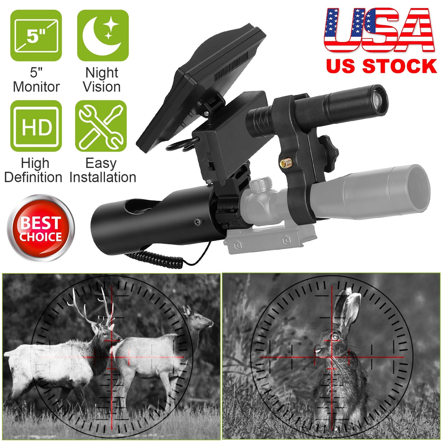 Night Vision Scope Digital Camera Infrared Rifle Scope 850nm Hunting Scope System w/ IR Torch System 5Ó Monitor