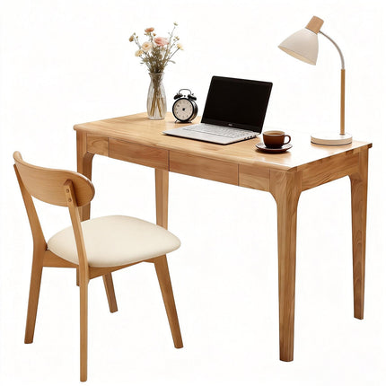 Solid Wood Desk with Drawers for Home Office