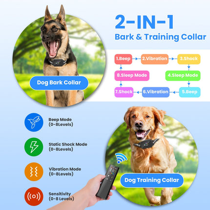Dog Training Collar with Remote and Bark Control