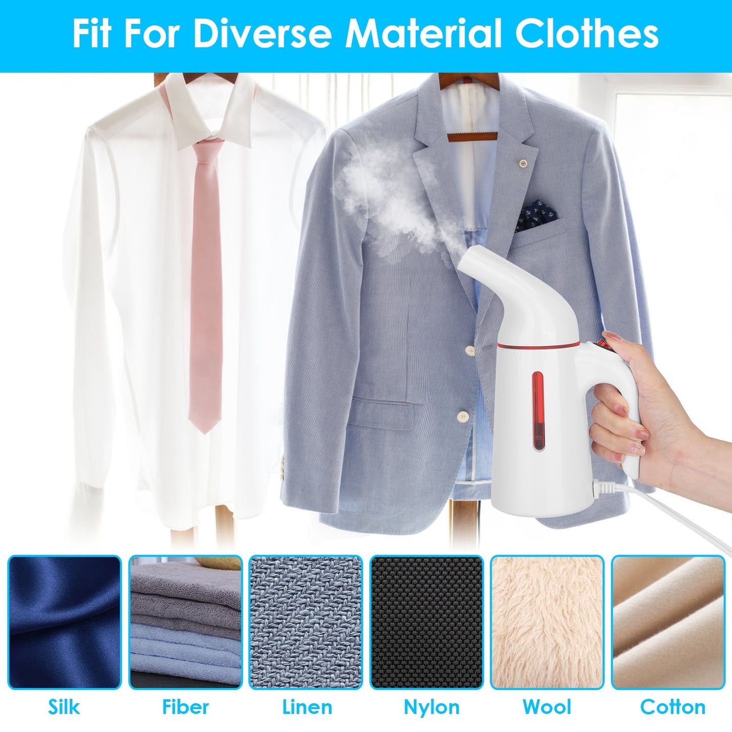 700W Garments Steamer Portable Handheld Steamer Travel Electric Steamer for Garments Clothing Wrinkles Remover 30S Heat Up 150ML Water Tank