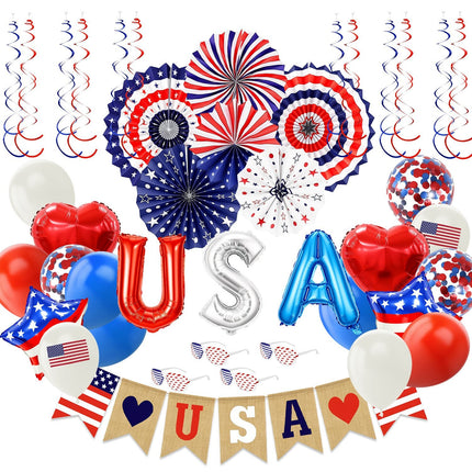 4th of July Decorations Set - 57 Piece Patriotic Party Kit