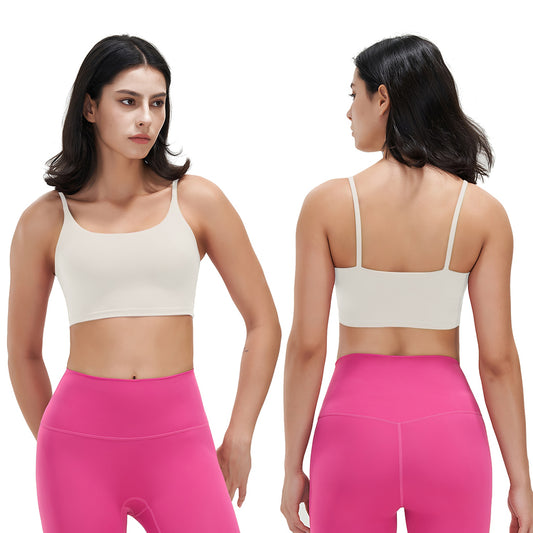 Women Strap Sport Bras Padded StrappyÊCrop Square Neck Low Impact Bras SexyÊFitnessÊTank Tops with Removable Pads Flat Straps for Gym Yoga Workout Run
