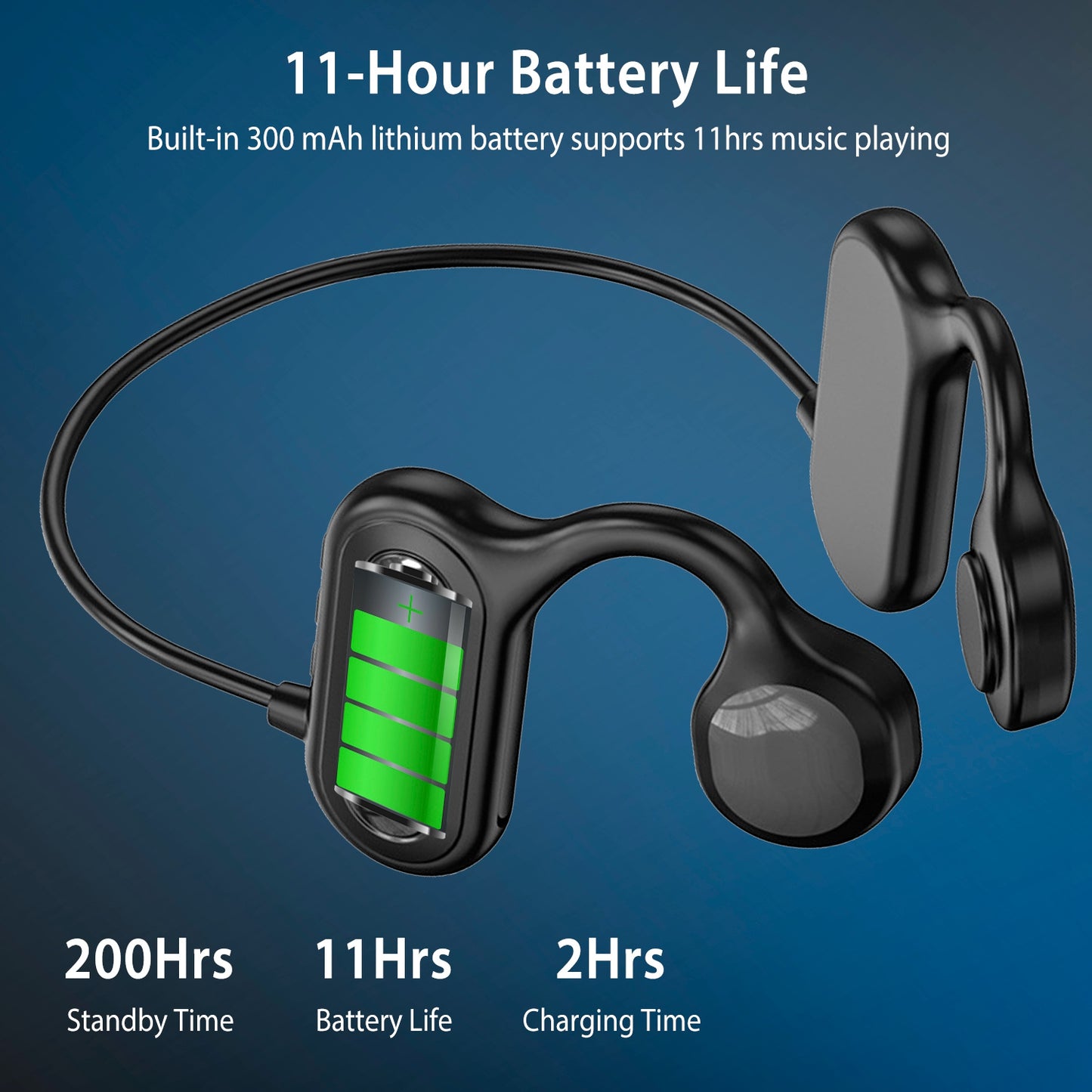 V5.1 Wireless Bone Conduction Headphone Open Ear Sports Wireless Headset w/ Mic IPX5 Sweatproof MMC Card Support