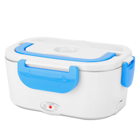Electric Heating Lunch Box Food Heater Container Travel Thermal Bento Box Portable Food Warmer w/ 2 Removable Compartments 1 Free SpoonÊ1L