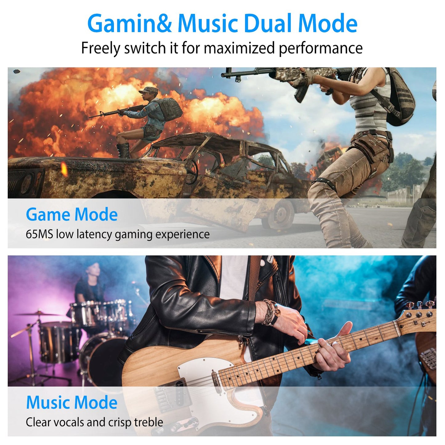 Wireless TWS 5.0 Earbuds Headphone in-Ear Earphone Headset with Charging Case Waterproof Low Latency Game Mode