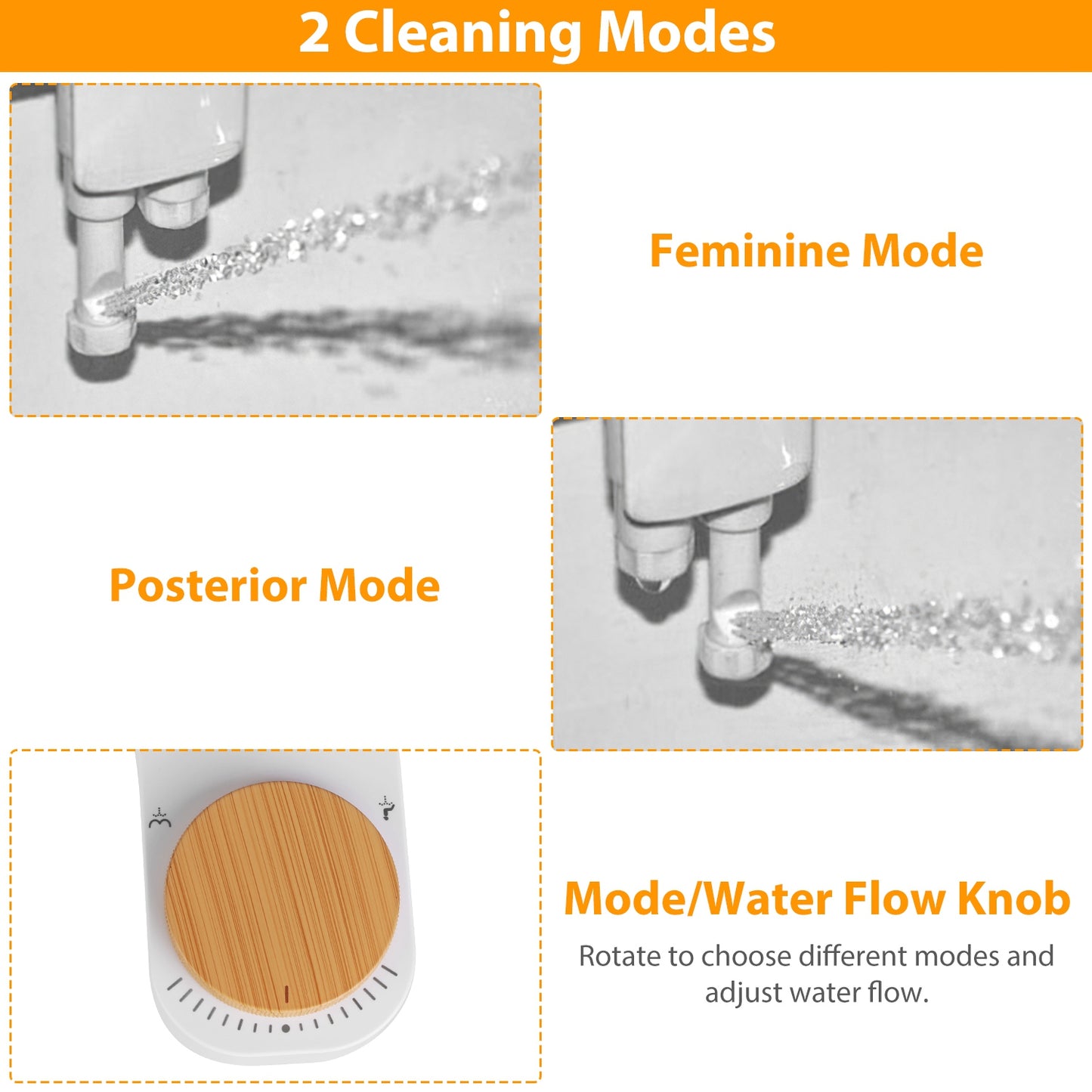 Bidet Attachment Non-Electric Fresh Water Bidet Sprayer Toilet Seat Attachment with Dual Nozzles Water Flow Control