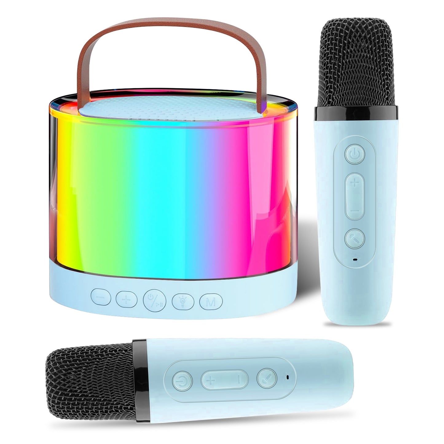 Mini Karaoke Machine With 2 Wireless Microphones Portable Karaoke Set for Kids Adults with RGB Lights Magic Sounds Echo Effect Gift for Boys Girls