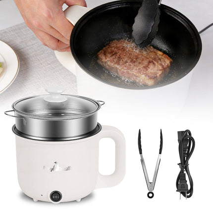 Electric Hot Pot with Steamer 1.8L Dual Power Ceramic Cooker