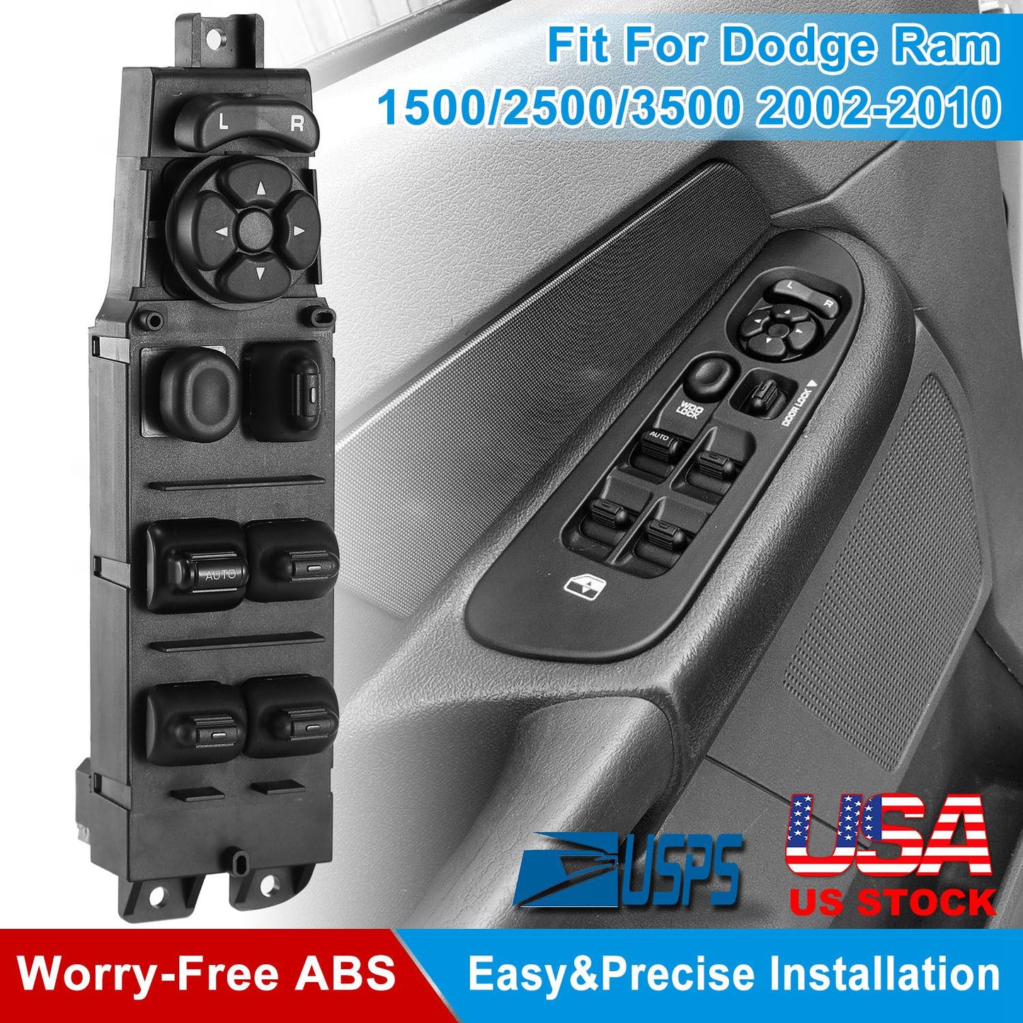 Electric Master Power Window Switch Driver Side Fit for 2002-2010 Dodge Ram 56049805AB 68171680AA