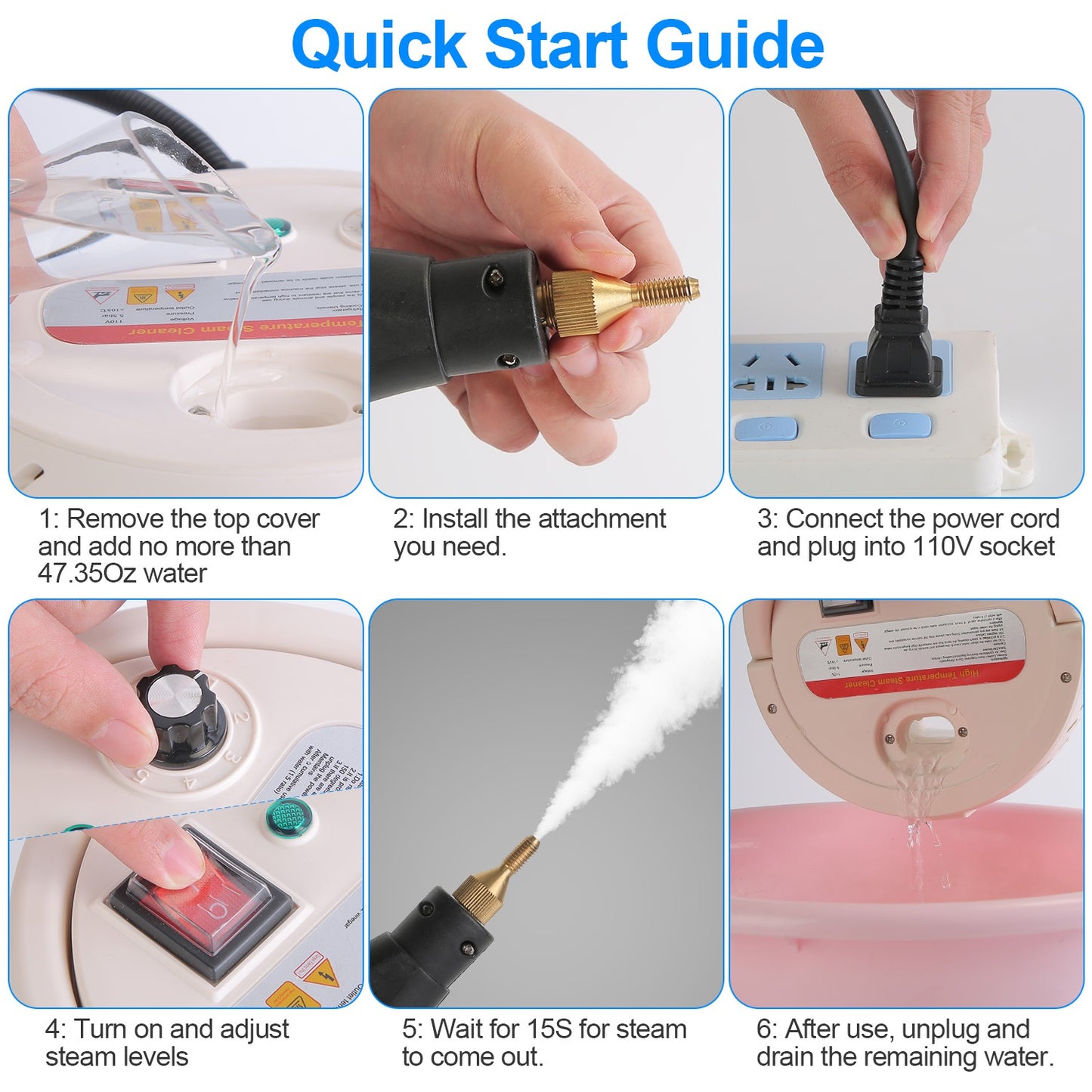 2500W Handheld Steamer – High-Pressure Cleaner with 9 Accessories & 6 Steam Levels