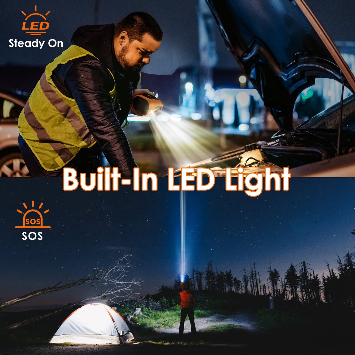 5 In 1 Portable Waist Clip Fan With 5 Speeds Flashlight 10000mAh Battery Operated Personal Wearable Turbo Belt Fan Hands-Free Neck Fan For Camping Tra