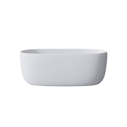 51" Oval Freestanding Soaking Tub - Matte White Resin Stone
