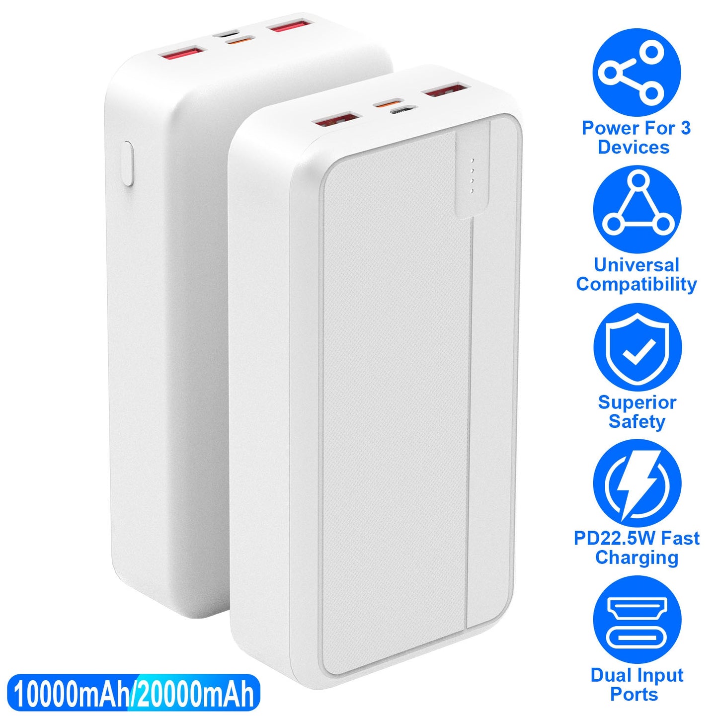 20000mAh PD22.5W Fast Charging Power Bank Fast Charger Portable Phone Charger with Type-C USB Cable Fit For IOS Phone 15/14 Samsung Galaxy S24 And Mor