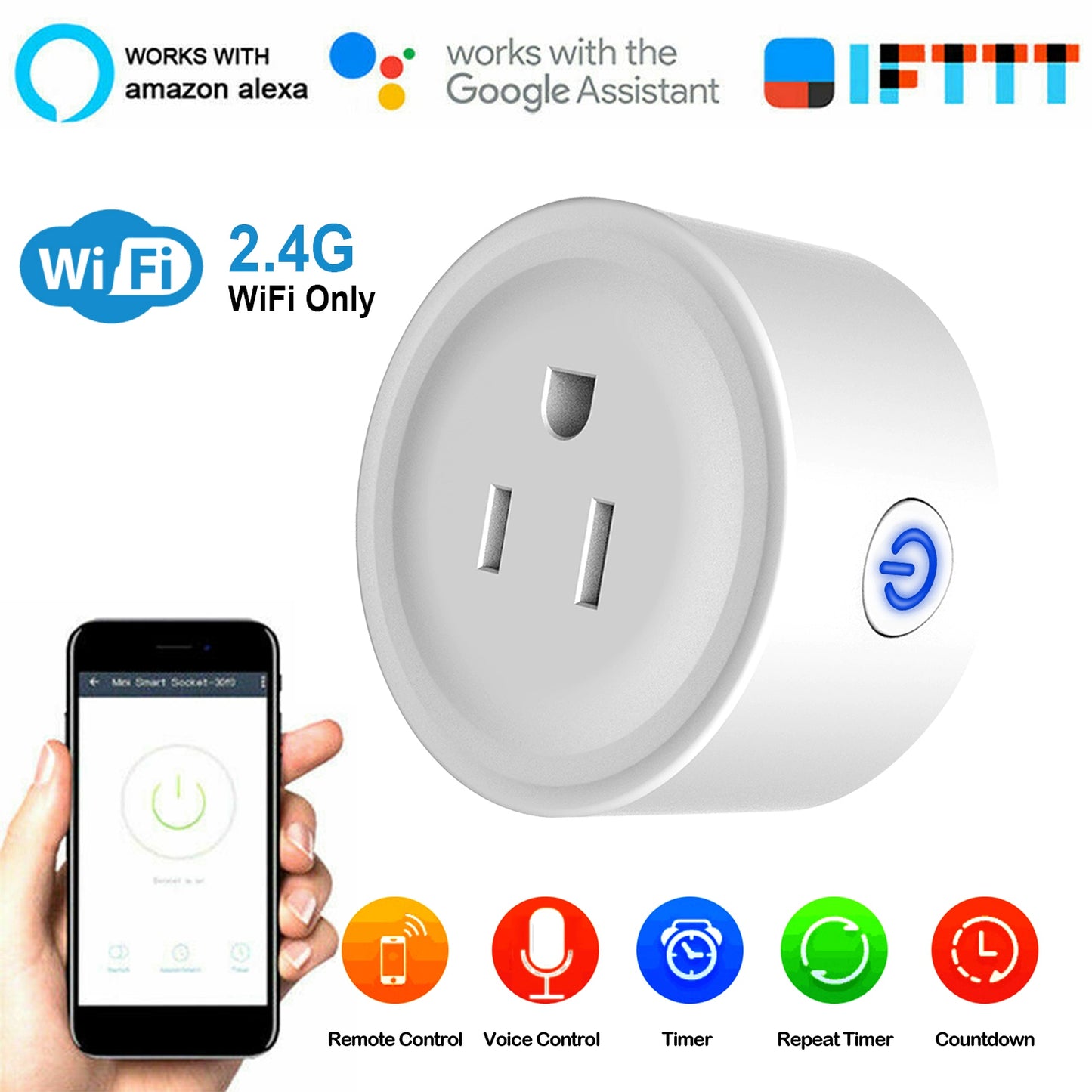 WiFi Smart Plug Outlet Wireless Smart Socket APP Remote Voice Control Timer Alexa Google US
