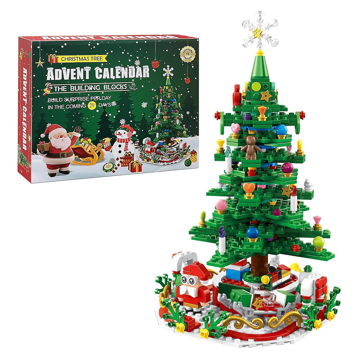 2025 LED Christmas Tree Building Set – 24-Day Countdown Advent Calendar