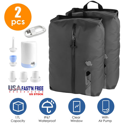 17L Vacuum Storage Bags with Rechargeable Pump - 2 Pack