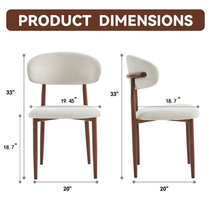 Upholstered Dining Chairs Set of 2 with Curved Back