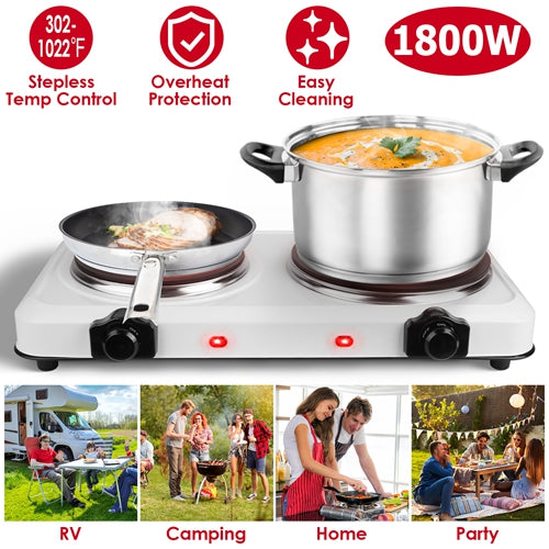 1800W Dual Burner Hot Plate – Portable Infrared Electric Cooktop
