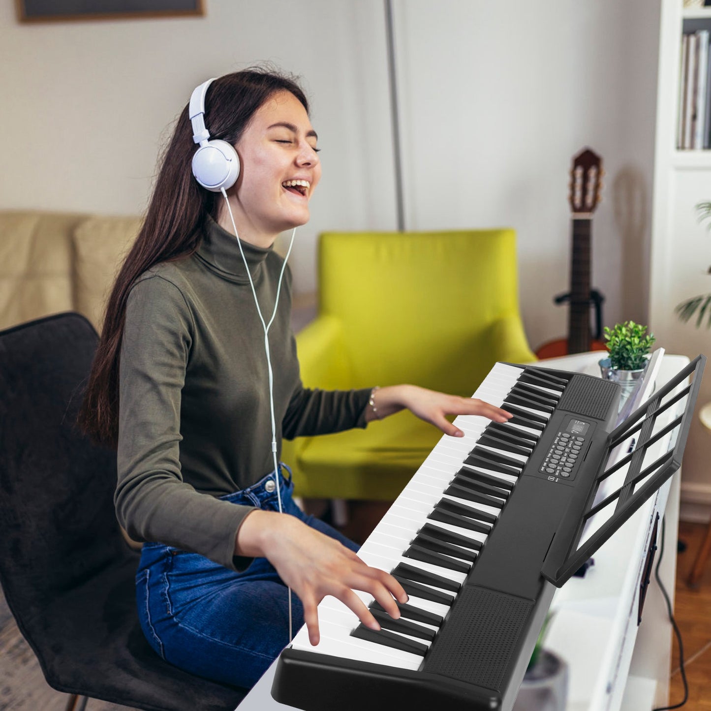 61Keys Foldable Electronic Piano Keyboard With Micro Audio Sustain Pedal Music Stand Storage Bag Portable Wireless MiDi Connection Keyboard For Beginn