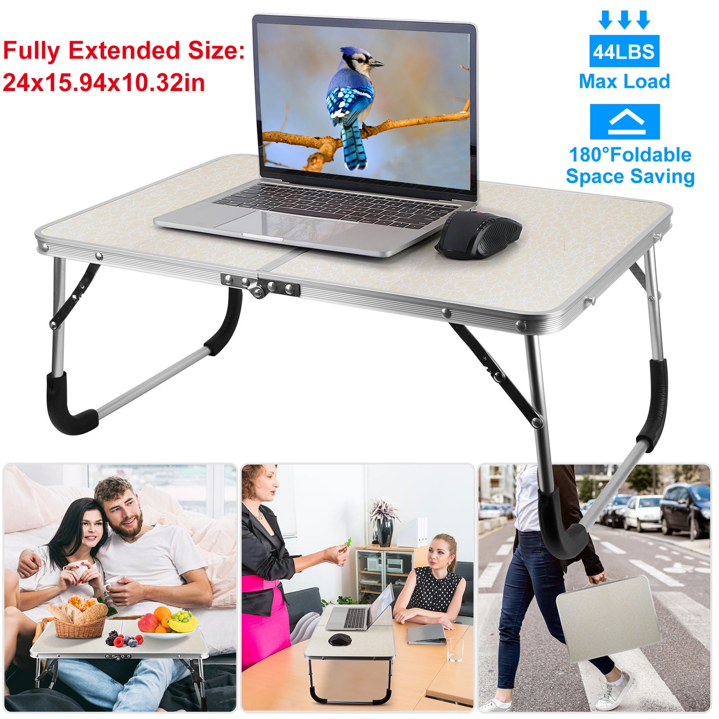 Foldable Laptop Table Notebook Bed Desk Breakfast Reading Writing Lap Tray For Sofa Couch Floor Dormitory