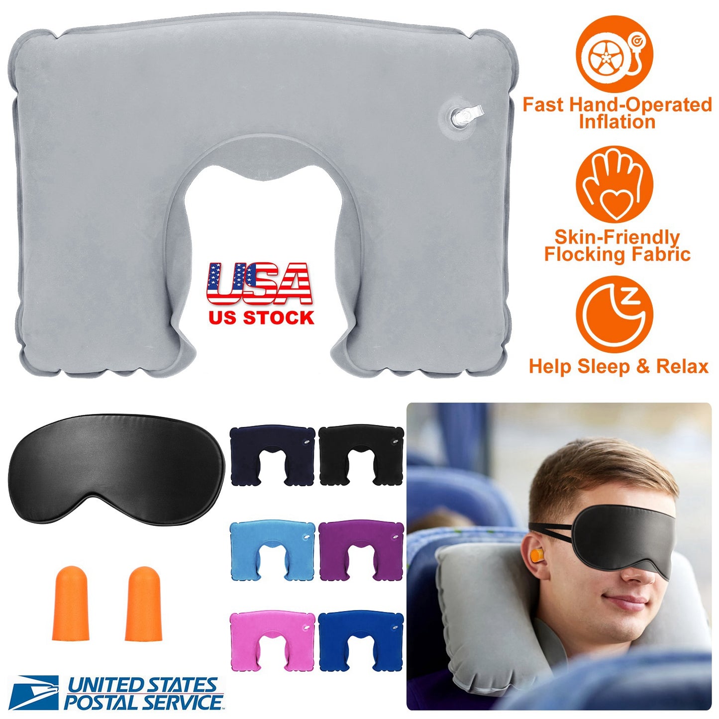 Travel Pillow Inflatable U Shape Neck Pillow Neck Support Head Rest Office Nap Car Airplane Cushion