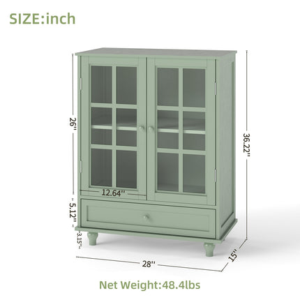 Buffet Cabinet with Glass Doors and Adjustable Shelves