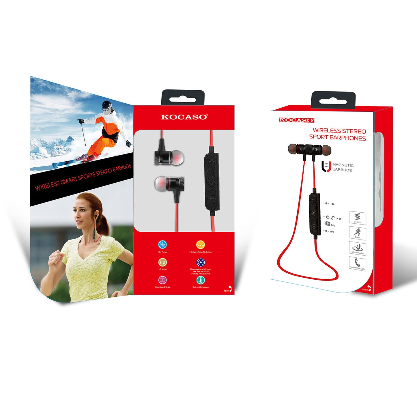 Wireless Headsets In-Ear Neckband Headphones Sweat-proof Sport Earbuds w/ Call Alert Number Broadcast For Gym Running Hiking