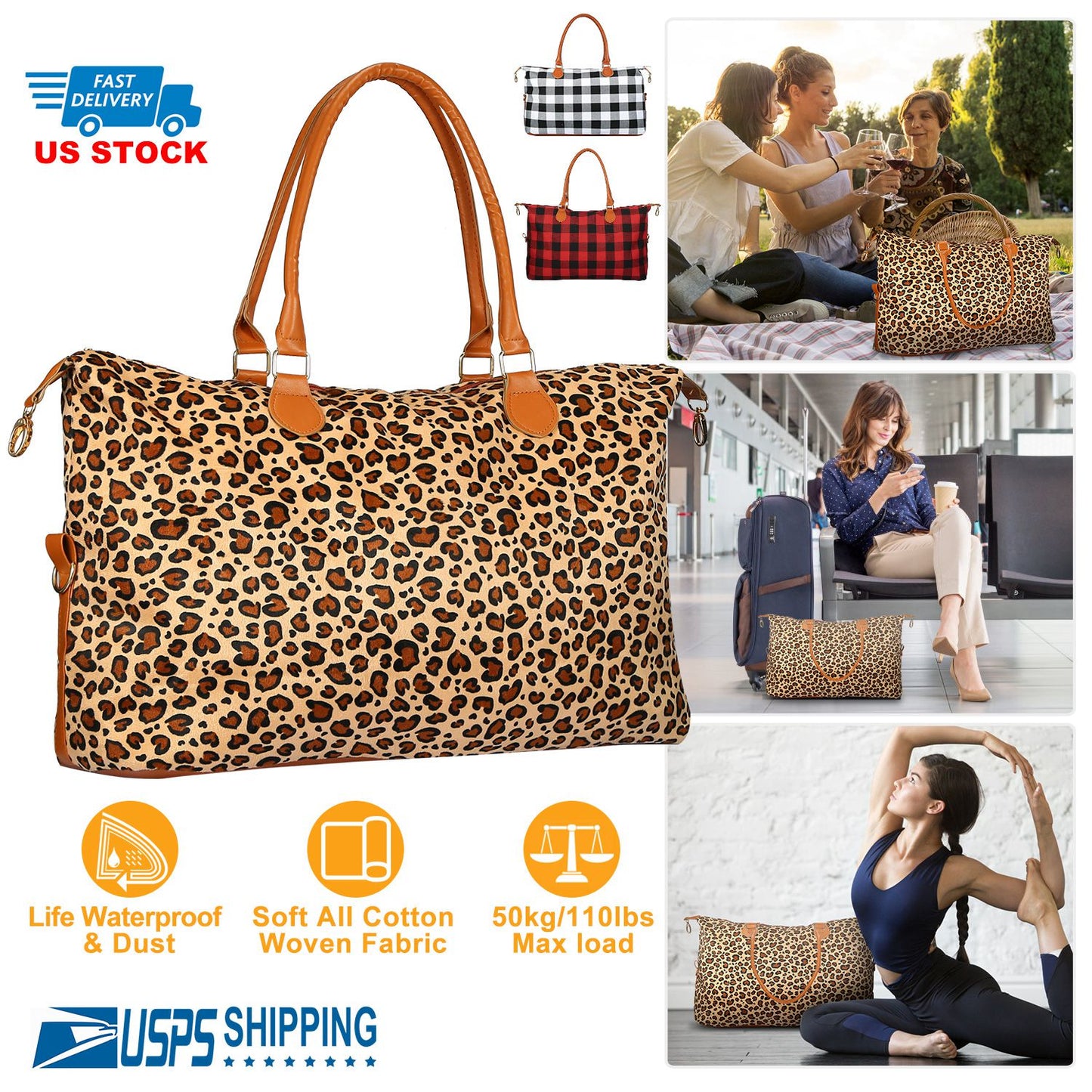 Women Duffle Bag Travel Luggage Bags Weekend Overnight Bag Tote Bags Shoulder Handle Bags Portable Diaper Bag