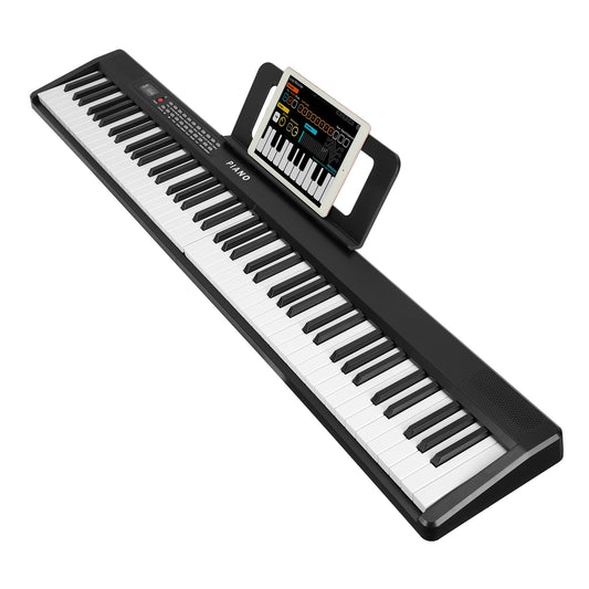Folding Piano Keyboard 88 Keys Rechargeable Full Size Semi Weighted Piano Digital ElectronicÊPiano with LCD Screen Carry Bag Mic Sheet Music Stand Sti